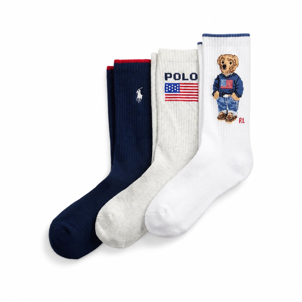 Ralph Lauren Polo Bear Logo Crew Socks 3-Pack