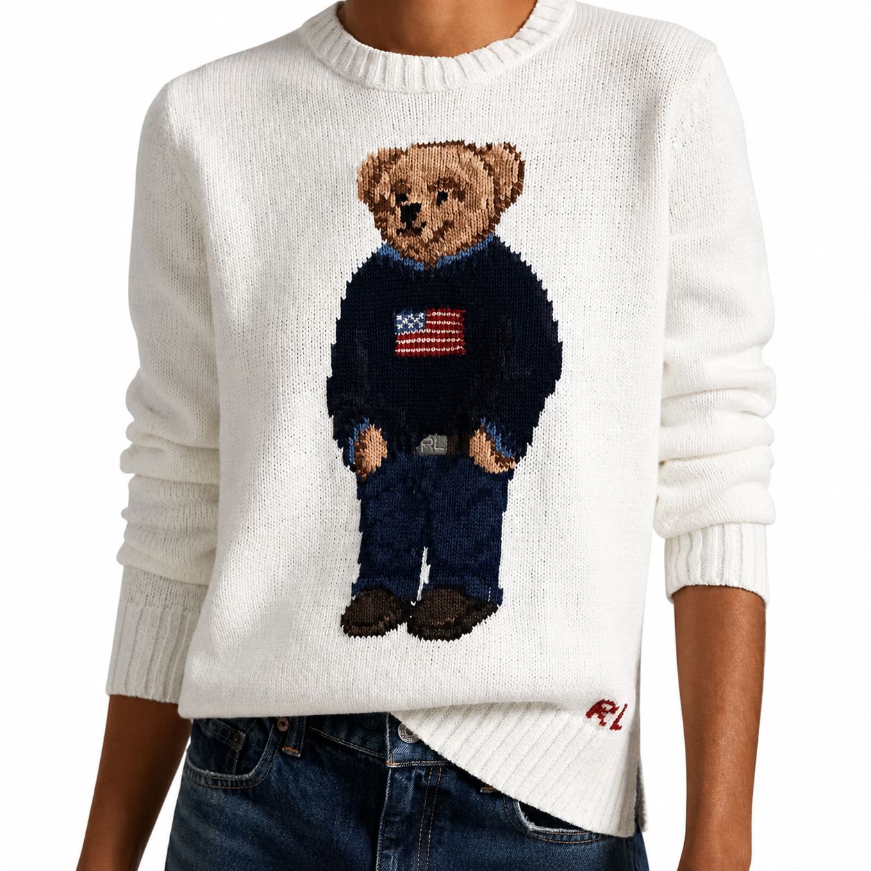 Ralph Lauren Polo Bear Linen-Cotton Crewneck Sweater