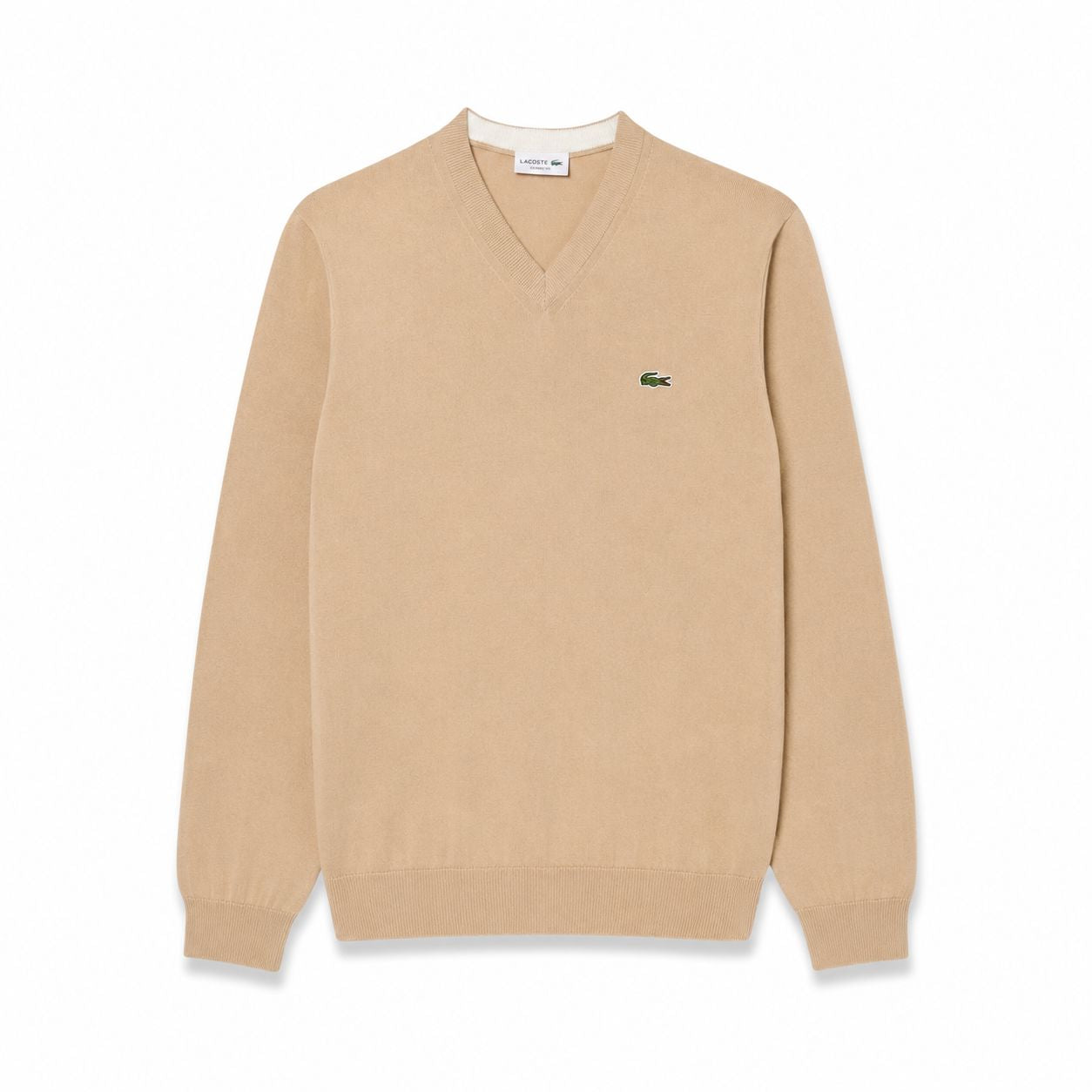 Lacoste Monochrome Cotton V-Neck Sweater
