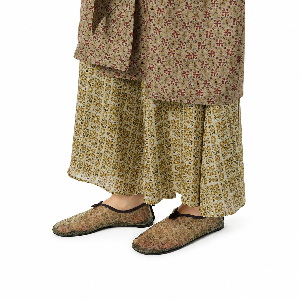 Loro Piana Floaty Flat Slip-On Women's - Light Olive/Burnt Orange