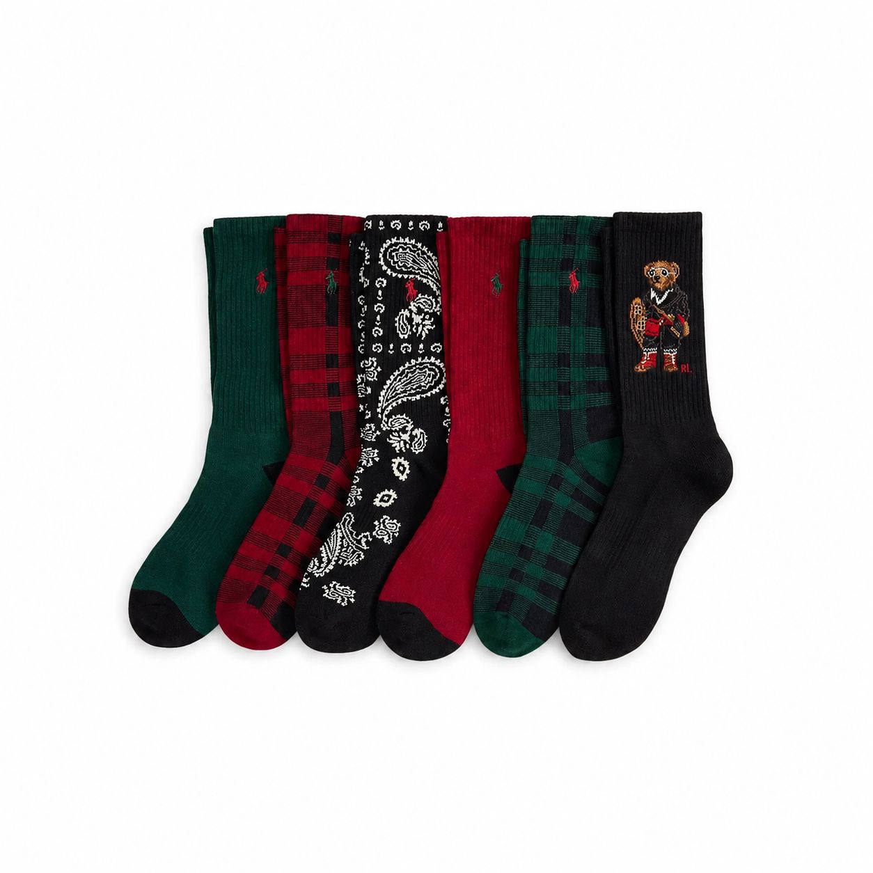 Ralph Lauren Polo Bear Cotton-Blend Crew Socks 6-Pack