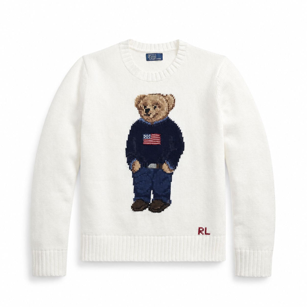 Ralph Lauren Polo Bear Linen-Cotton Crewneck Sweater