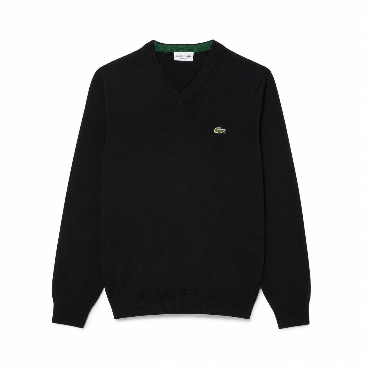 Lacoste Monochrome Cotton V-Neck Sweater