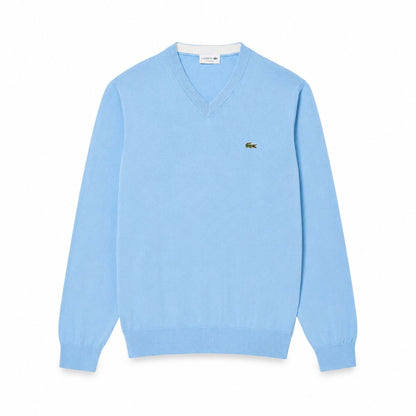 Lacoste Monochrome Cotton V-Neck Sweater