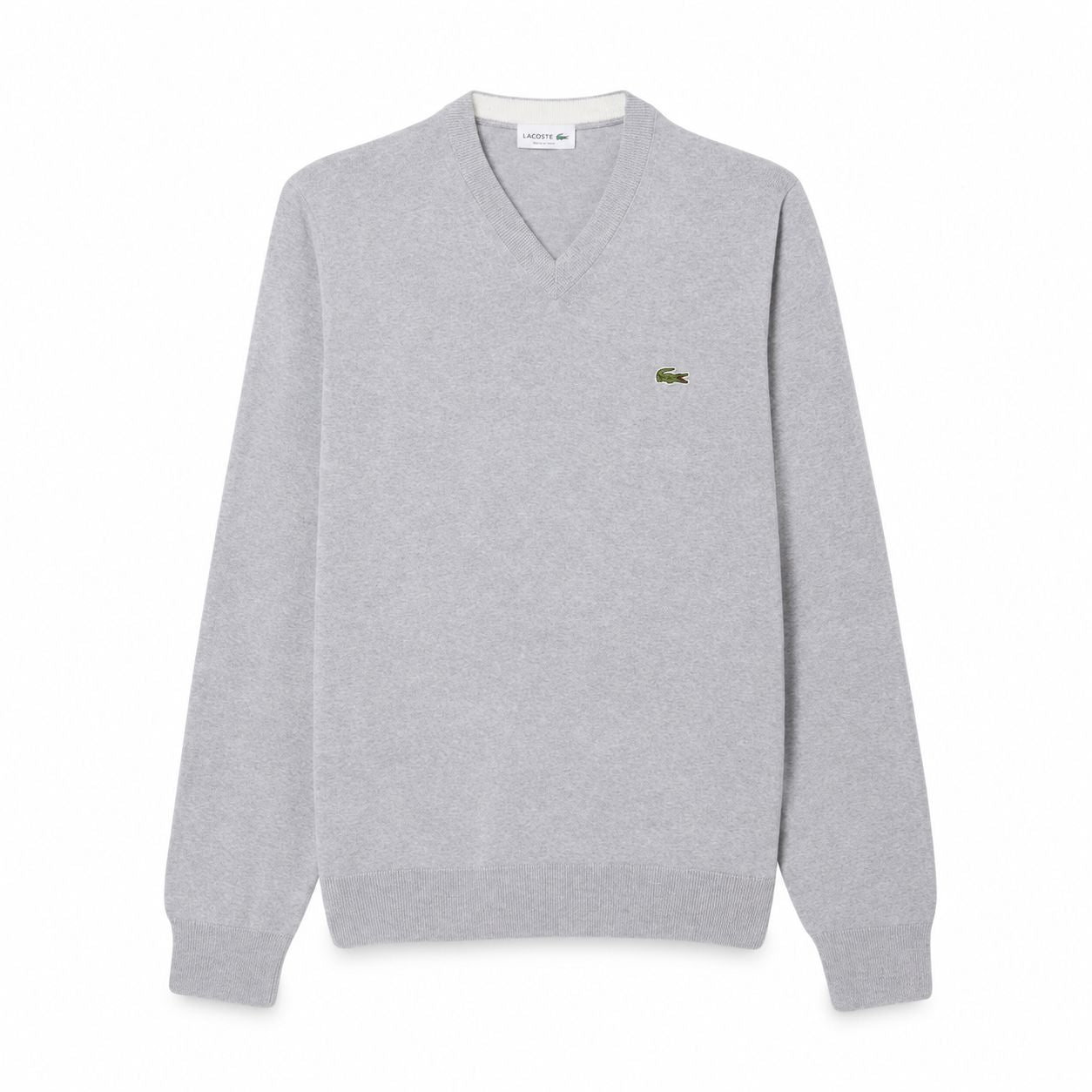 Lacoste Monochrome Cotton V-Neck Sweater