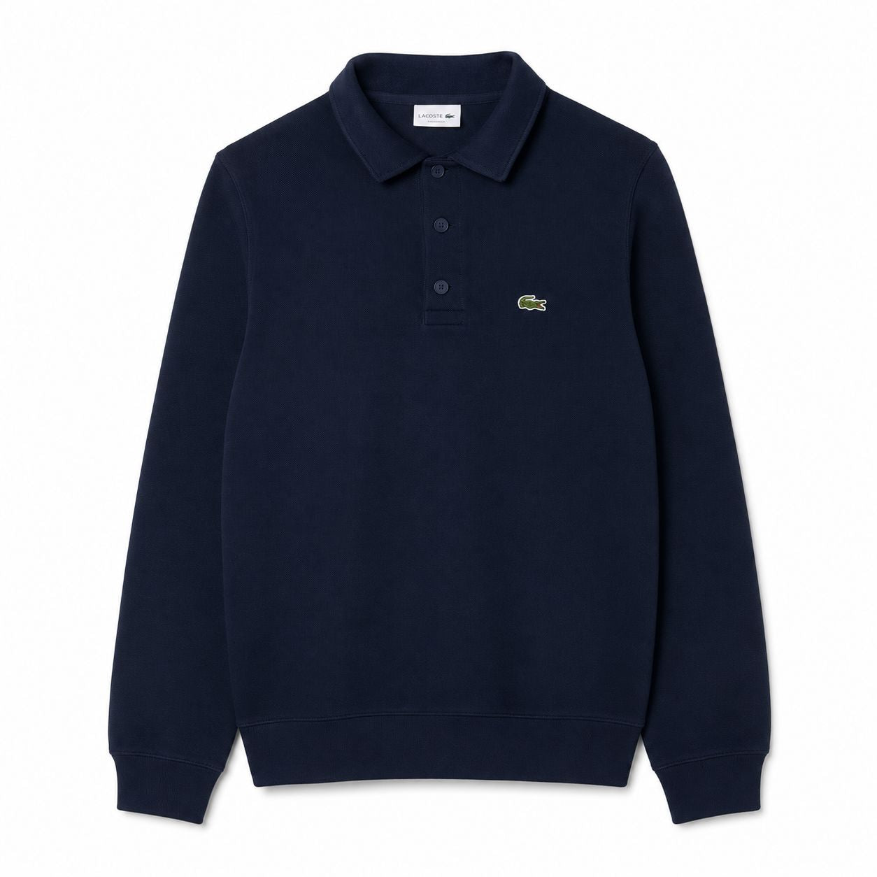Lacoste Ribbed Cotton Sweatshirt With Polo Collar