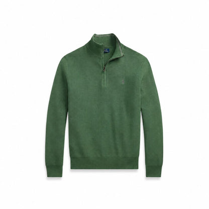 Ralph Lauren Mesh-Knit Cotton Quarter-Zip Sweater