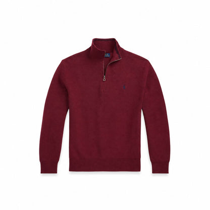 Ralph Lauren Mesh-Knit Cotton Quarter-Zip Sweater