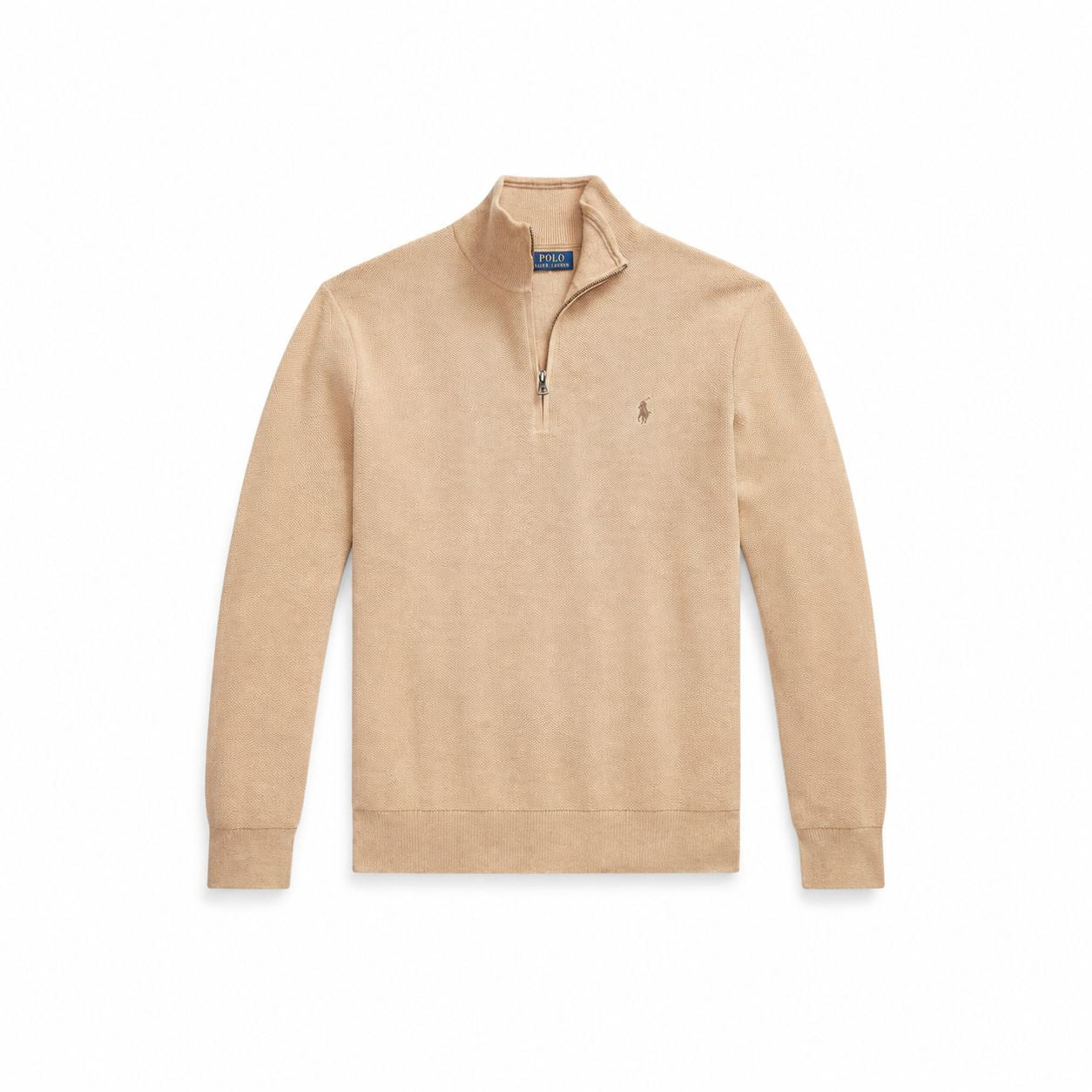 Ralph Lauren Mesh-Knit Cotton Quarter-Zip Sweater