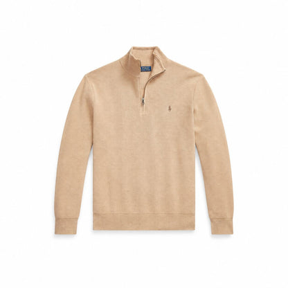 Ralph Lauren Mesh-Knit Cotton Quarter-Zip Sweater