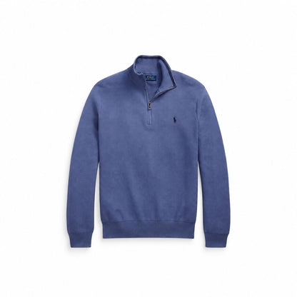 Ralph Lauren Mesh-Knit Cotton Quarter-Zip Sweater
