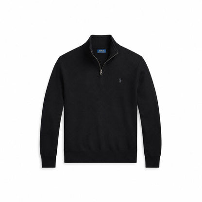 Ralph Lauren Mesh-Knit Cotton Quarter-Zip Sweater