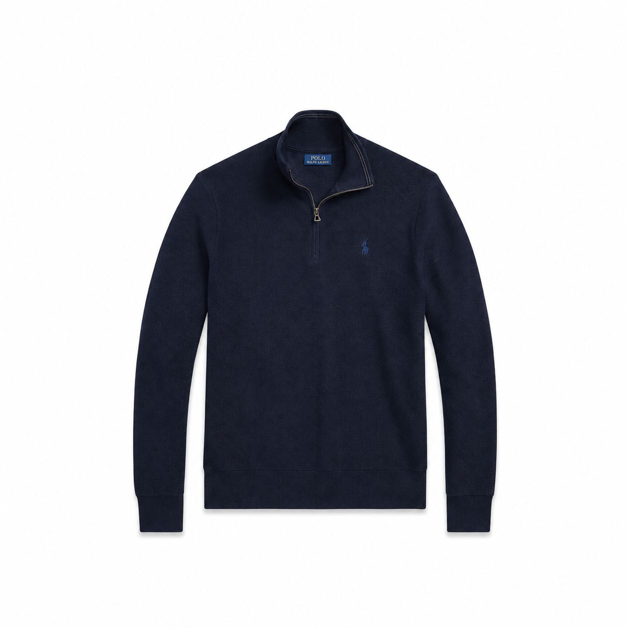 Ralph Lauren Mesh-Knit Cotton Quarter-Zip Sweater