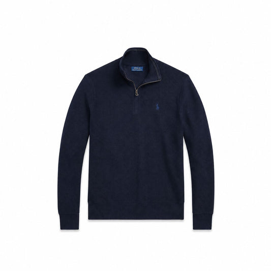 Ralph Lauren Mesh-Knit Cotton Quarter-Zip Sweater