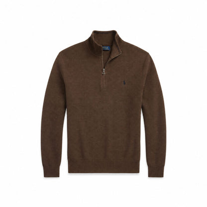 Ralph Lauren Mesh-Knit Cotton Quarter-Zip Sweater
