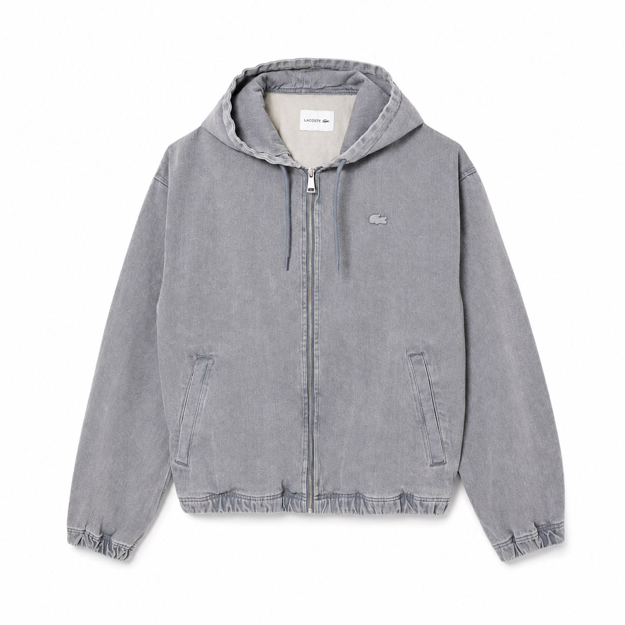 Lacoste Hooded Denim Jacket With Wash Effect