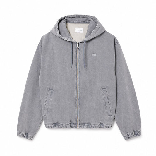 Lacoste Hooded Denim Jacket With Wash Effect