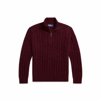 Ralph Lauren Cable-Knit Cashmere Quarter-Zip Sweater
