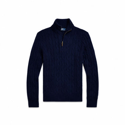 Ralph Lauren Cable-Knit Cashmere Quarter-Zip Sweater