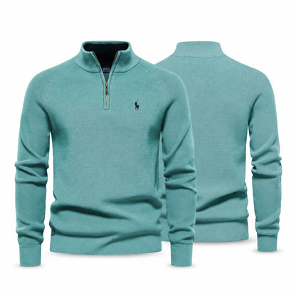Ralph Lauren Zip Cable-Knit Wool Sweater