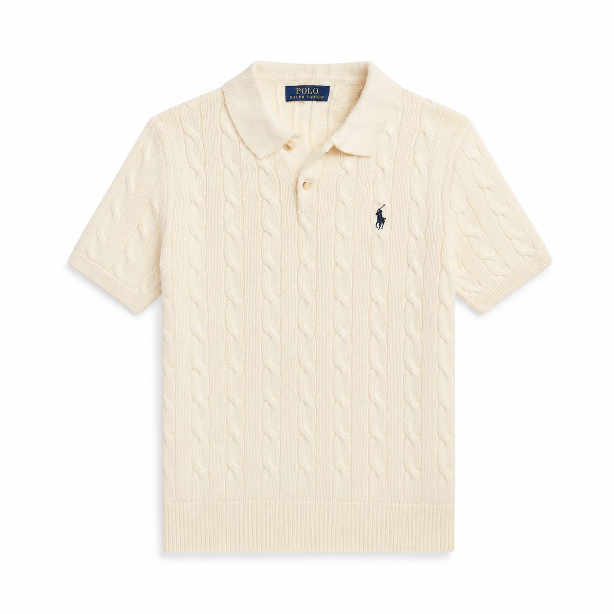 Ralph Lauren Cable-Knit Cotton Polo Sweater