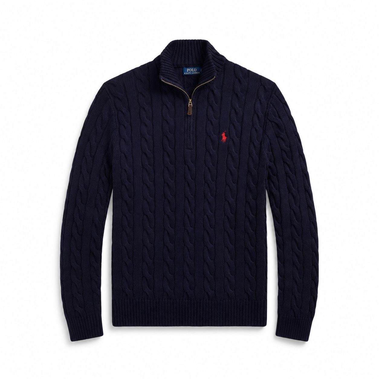 Ralph Lauren Chunky Cable-Knit Cotton Quarter-Zip Sweater