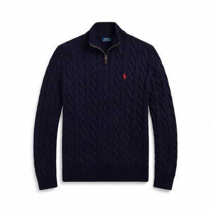 Ralph Lauren Chunky Cable-Knit Cotton Quarter-Zip Sweater