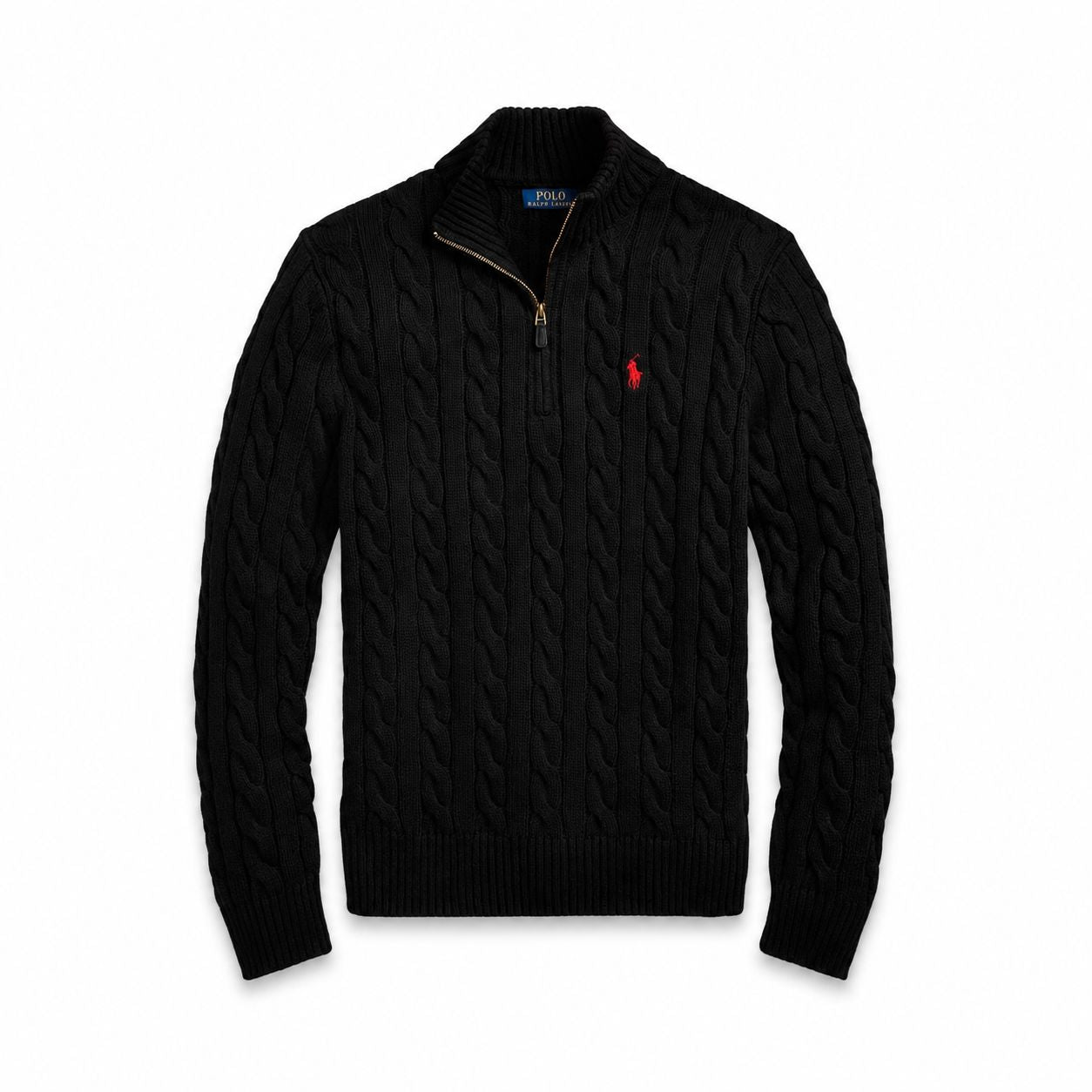 Ralph Lauren Chunky Cable-Knit Cotton Quarter-Zip Sweater