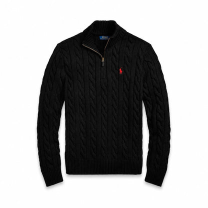 Ralph Lauren Chunky Cable-Knit Cotton Quarter-Zip Sweater