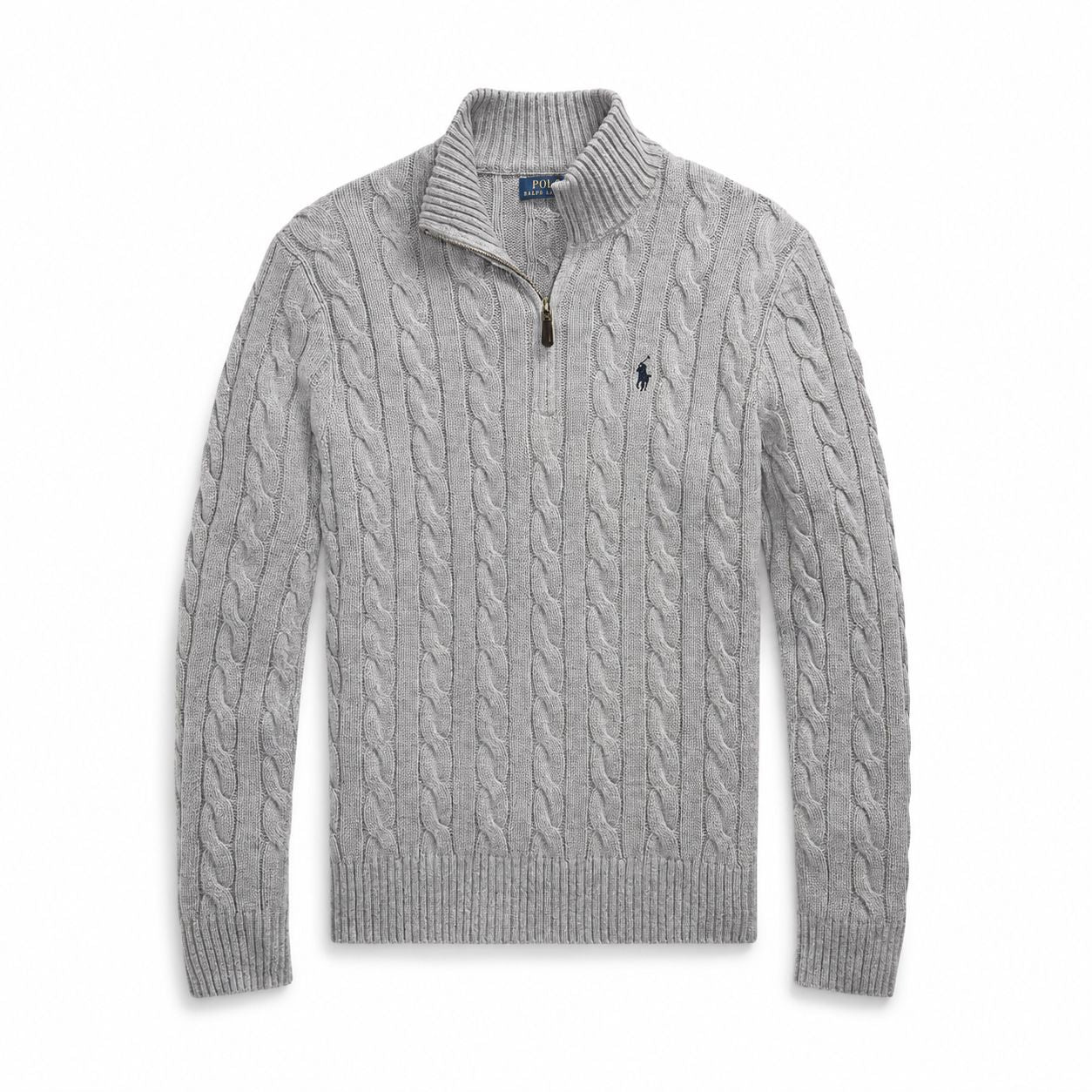 Ralph Lauren Chunky Cable-Knit Cotton Quarter-Zip Sweater