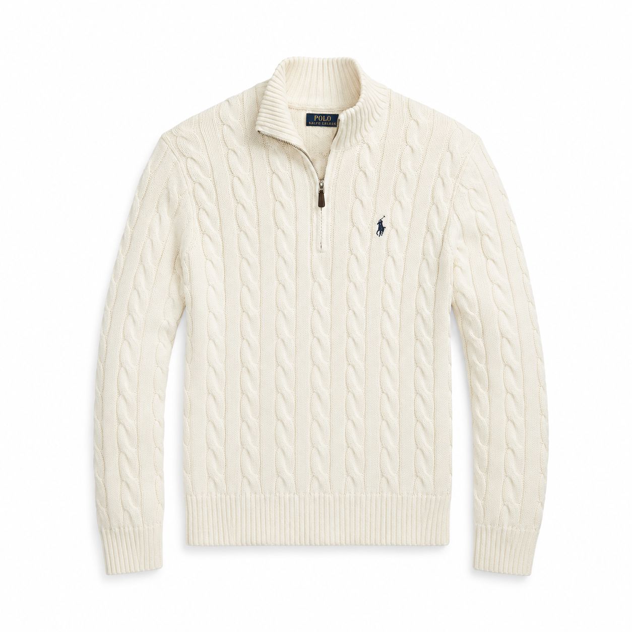 Ralph Lauren Chunky Cable-Knit Cotton Quarter-Zip Sweater