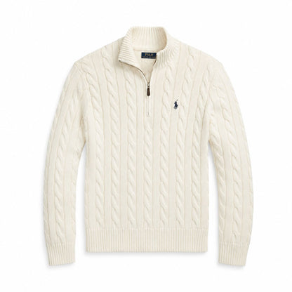 Ralph Lauren Chunky Cable-Knit Cotton Quarter-Zip Sweater