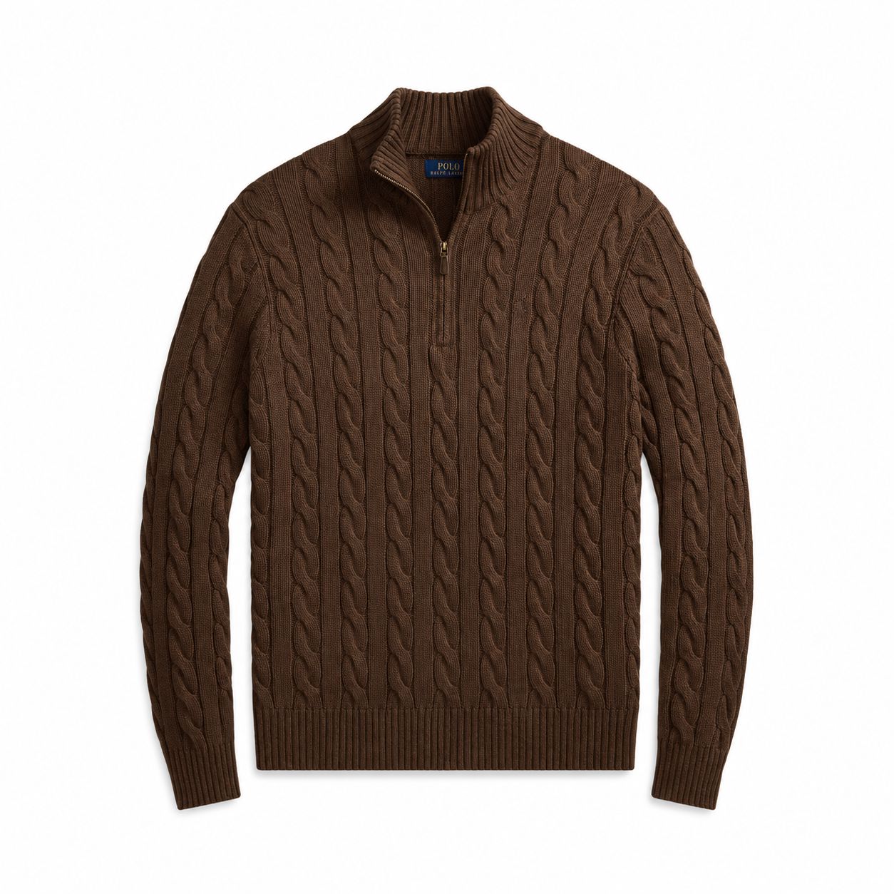 Ralph Lauren Chunky Cable-Knit Cotton Quarter-Zip Sweater