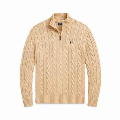 Ralph Lauren Chunky Cable-Knit Cotton Quarter-Zip Sweater