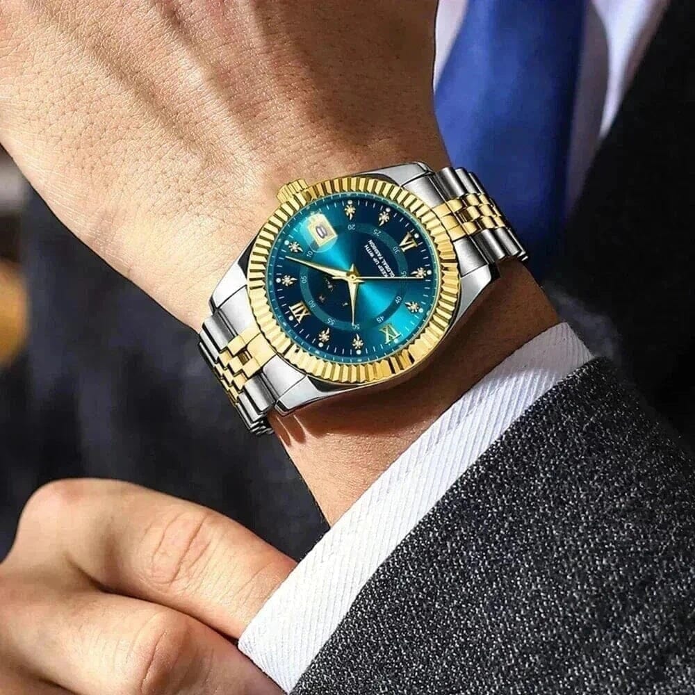 Poedagar Goldenstar 40mm Men's Watch - Water-Resistant - Stainless Steel