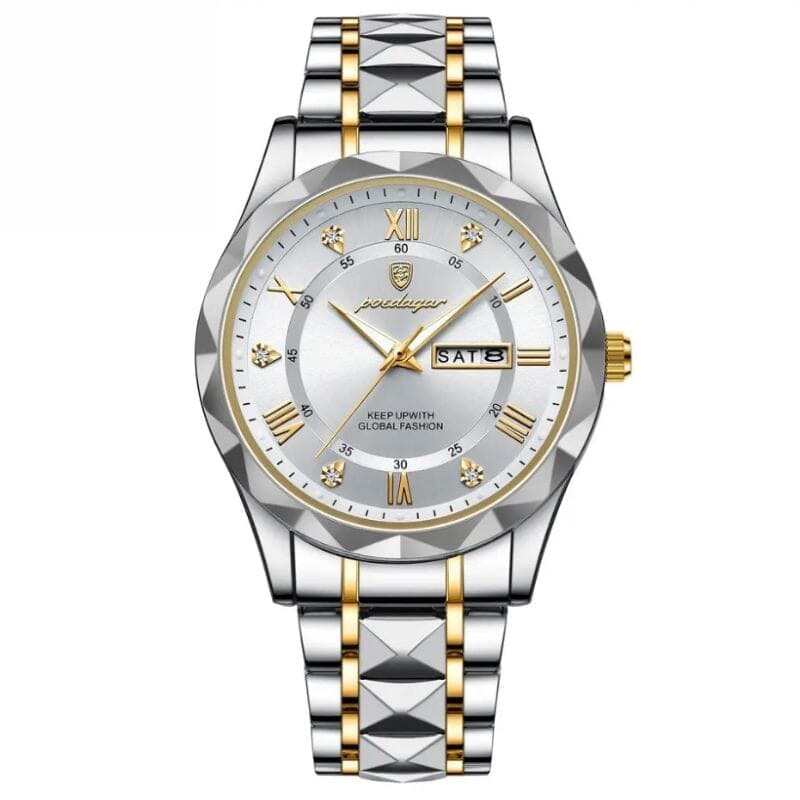 POEDAGAR Luminous Steel 40mm Men's Watch - Water Resistant | Stainless Steel