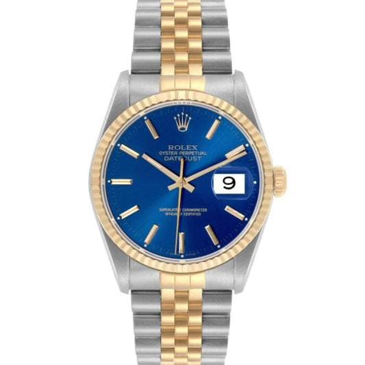 Rolex Datejust 16233 - Gold & Steel with Blue Dial 36mm
