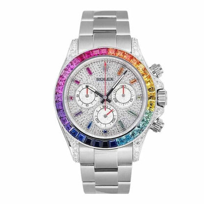Rolex Daytona 18kt White Gold Diamond-Set Custom Rainbow 116509