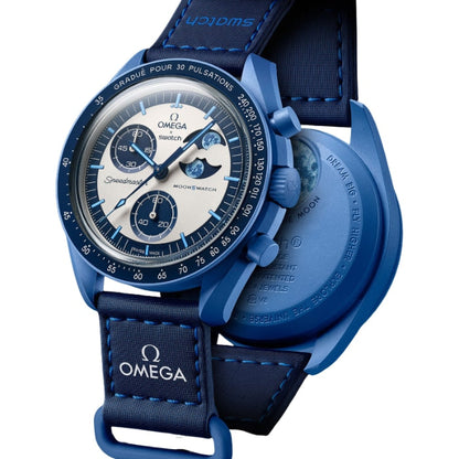 Omega X Swatch Speedmaster Moonswatch "Mission to the Blue Moonphase" Men's Chronograph