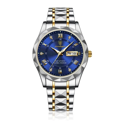 POEDAGAR Luminous Steel 40mm Men's Watch - Water Resistant | Stainless Steel